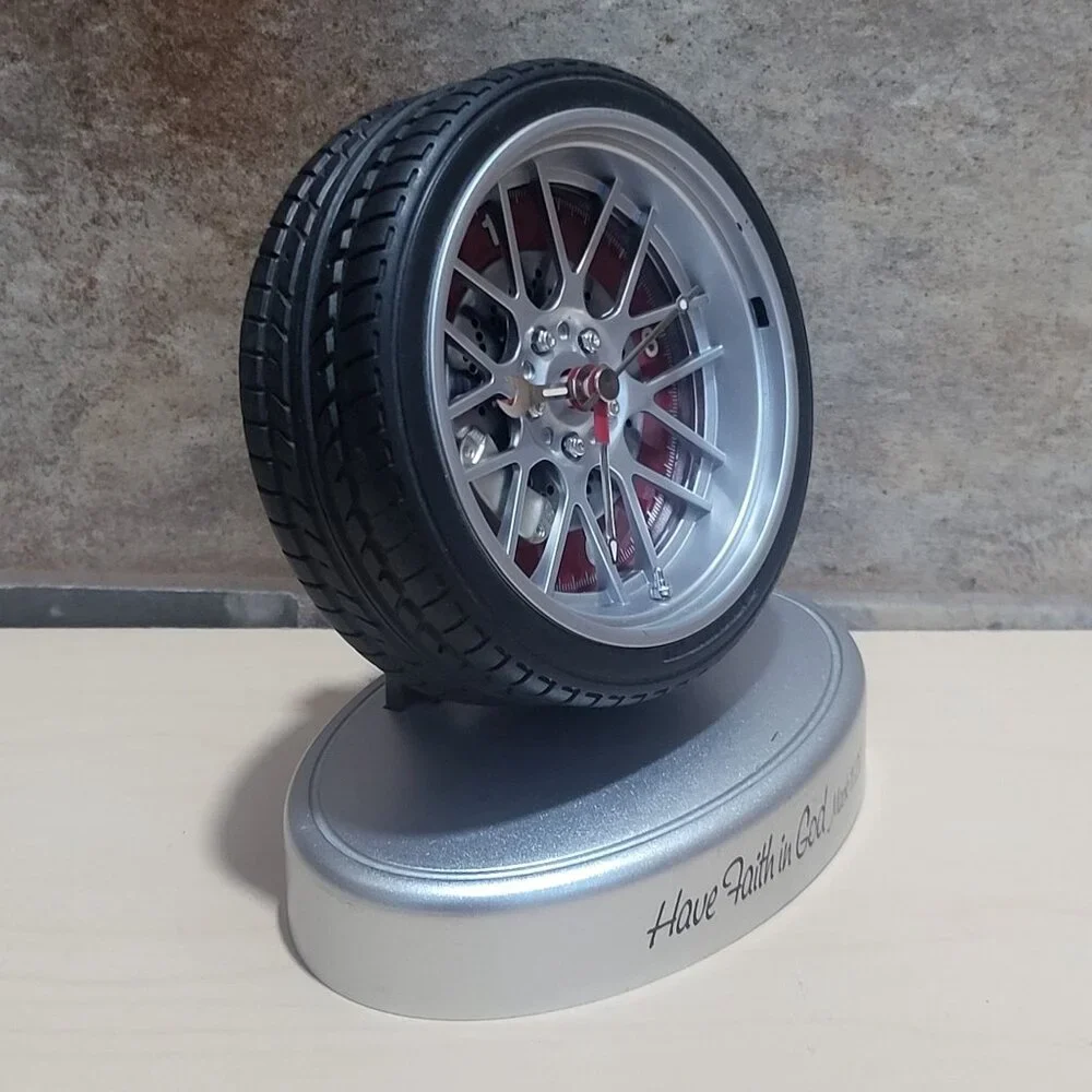 Tire Shaped Desk Alarm Clock Missing Bottom Battery Cover